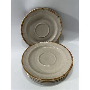 Vintage Saucer Plates Barogue Hearthside Stoneware Japan 1970s